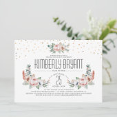 Invitation Confetti d'or | Fête Florale Moderne (Debout devant)