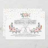 Invitation Confetti d'or | Fête Florale Moderne (Devant / Derrière)