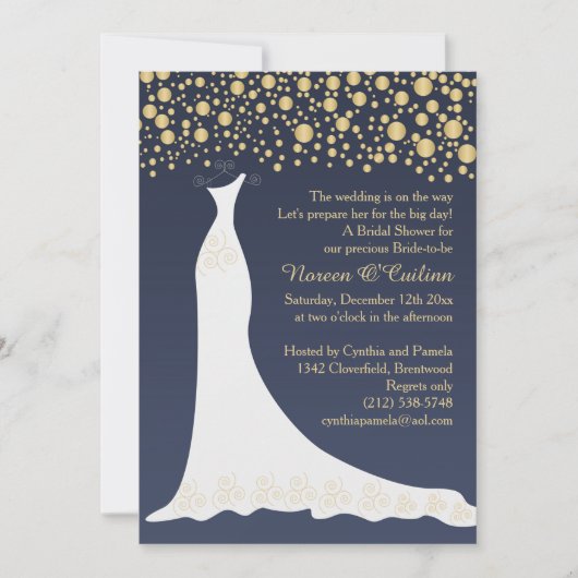 Invitation Confetti d'or, gobe mariage sur Fête des mariées b (Devant)