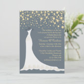 Invitation Confetti d'or, goéland sur Fête des mariées bleu g (Debout devant)