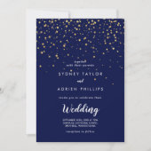 Invitation Confetti d'or | Marine Mariage avant et arrière (Devant)