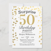 Invitation Confetti d'or moderne Black Surprise 50e anniversa (Devant)