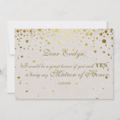 Invitation Confetti d'or moderne Matron d'honneur en cuir bla (Dos)