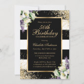 Invitation Confetti d'or noir Calla Lily 50e anniversaire (Devant)