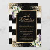 Invitation Confetti d'or noir Calla Lily 50e anniversaire (Devant / Derrière)