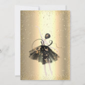 Invitation Confetti d'or, Robe noire Ballerina Quinceañera (Dos)