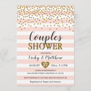 Invitation Confetti d'or rose Wedding shower