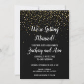 Invitation Confetti d'or sur Noir Nous devenons Mariages (Devant)