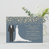 Invitation Confetti d'or, Tuxedo & Wedding shower de gown (Debout devant)