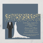 Invitation Confetti d'or, Tuxedo & Wedding shower de gown (Devant / Derrière)