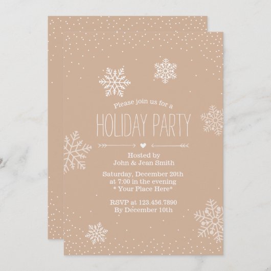 Invitation Confetti Dots & Snowflakes (Devant / Derrière)