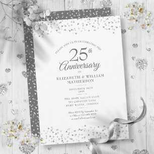Invitation Confetti du 25e anniversaire du Mariage