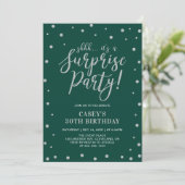 Invitation Confetti en argent et vert | Surprise fête d'anniv (Debout devant)