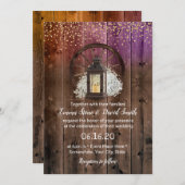 Invitation Confetti en or de Lanterne Rustique Mariage de Gra (Devant / Derrière)