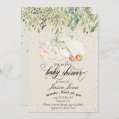 Invitation Confetti en or de lapin doux baby shower (Devant / Derrière)