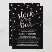 Invitation Confetti en or et en noir rose Stock du bar (Devant / Derrière)