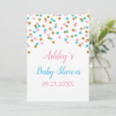 Invitation Confetti en or rose Baby shower neutre genre (Debout devant)