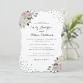 Invitation Confetti floral d'argent clair (Debout devant)