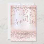 Invitation Confetti Girly rose or glittery ombre Invitat (Devant)