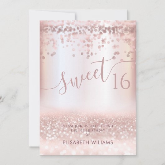 Invitation Confetti Girly rose or glittery ombre Invitat (Devant)