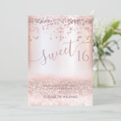 Invitation Confetti Girly rose or glittery ombre Invitat (Debout devant)