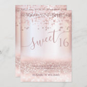 Invitation Confetti Girly rose or glittery ombre Invitat (Devant / Derrière)