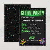 Invitation Confetti Glow Party Anniversaire de enfant Party I (Devant / Derrière)