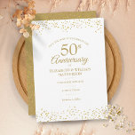 Invitation Confetti Gold Dust 50th Anniversary Enregistrer la<br><div class="desc">Doté de délicats confettis de poussière d'or. Personnalisez avec votre cinquantenaire d'or spécial enregistrer les informations de date dans des lettres chic. Conçu par Thisisnotme©</div>