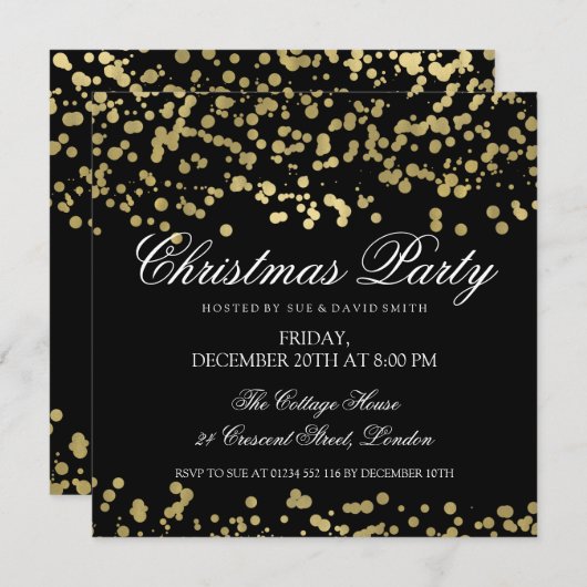 Invitation Confetti Gold Foil (Devant / Derrière)