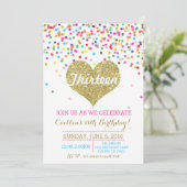 Invitation Confetti Gold Parties scintillant Anniversaire Inv (Debout devant)