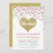 Invitation Confetti Gold Parties scintillant Anniversaire Inv (Devant / Derrière)