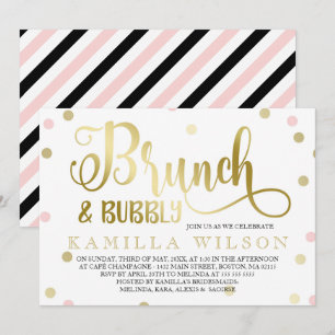 Invitation Confetti Gold & Rose Brunch & Fête des mariées Bub