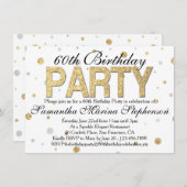 Invitation Confetti Gold Sparkle 60e fête d'anniversaire (Devant / Derrière)