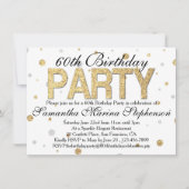 Invitation Confetti Gold Sparkle 60e fête d'anniversaire (Devant)