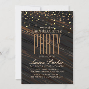 Invitation Confetti Gold Sparkle Élégante Bachelorette