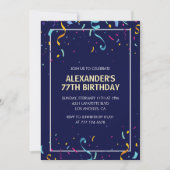 Invitation Confetti Hommes Simple Moderne 77e anniversaire (Devant)