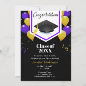 Invitation Confetti jaune et noir violet (Devant)