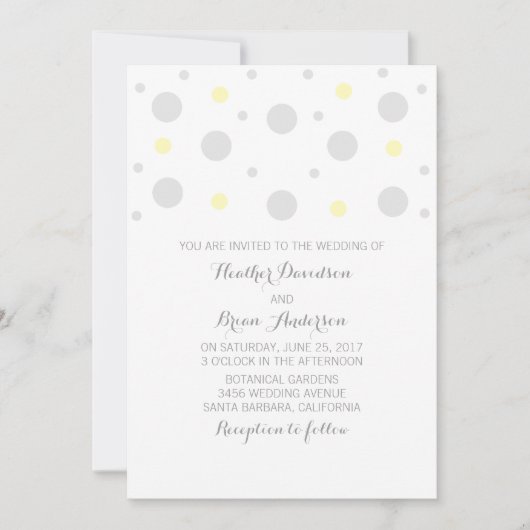 Invitation Confetti Jaune Gris Inviter (Devant)