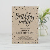 Invitation Confetti & Kraft | Fête d'anniversaire adulte mode (Debout devant)