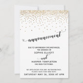 Invitation Confetti Mariage Gold reportée & Coeurs Script (Devant)