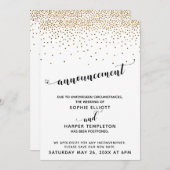 Invitation Confetti Mariage Gold reportée & Coeurs Script (Devant / Derrière)