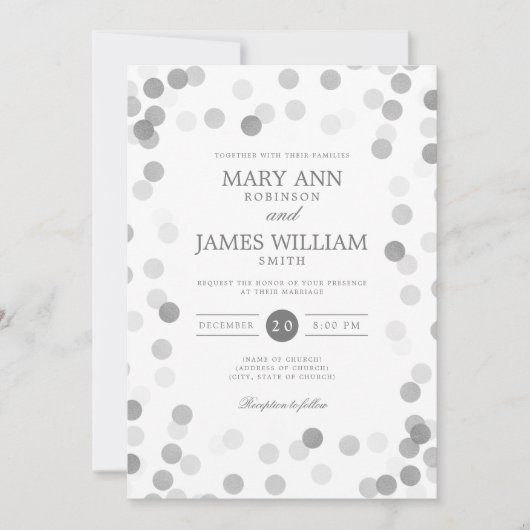 Invitation Confetti Mariage moderne simple (Devant)