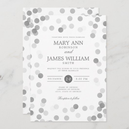 Invitation Confetti Mariage moderne simple (Devant / Derrière)