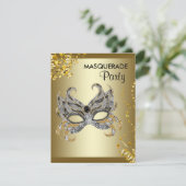 Invitation Confetti Masque argent et or Masquerade Party (Debout devant)