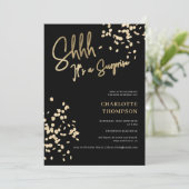 Invitation Confetti moderne or noir photo surprise Sweet 16 (Debout devant)