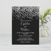 Invitation Confetti Noir & Argent Élégant Mariage moderne (Debout devant)