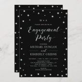 Invitation Confetti noir et argent | Parti d'engagement moder (Devant / Derrière)