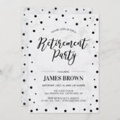 Invitation Confetti noir et marbre | Parti de la retraite mod (Devant / Derrière)