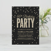 Invitation Confetti Noir et Or 40e anniversaire (Debout devant)