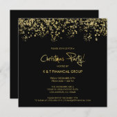 Invitation Confetti Noir & Or Company Dîner de Noël (Devant / Derrière)